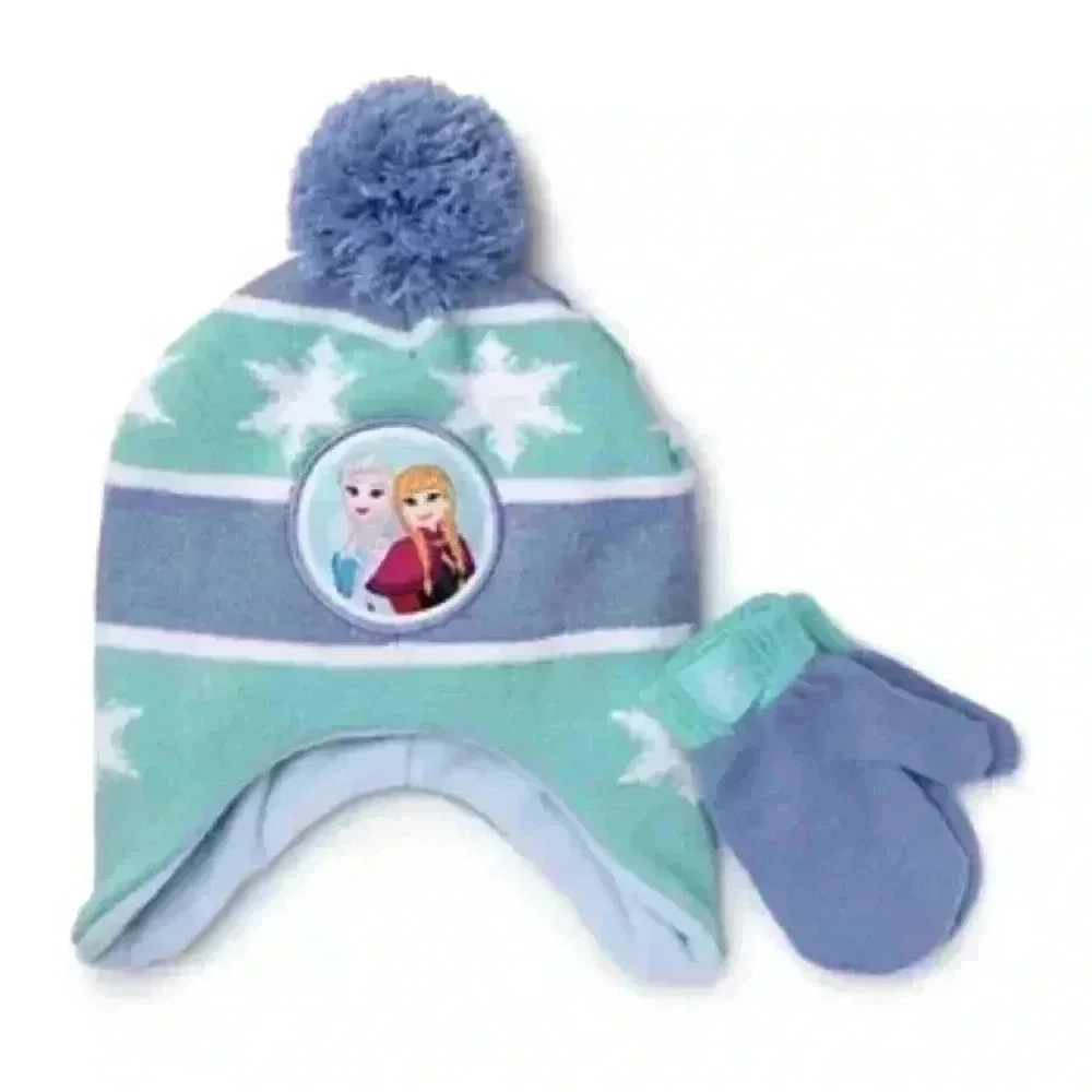 NWT Disney | Frozen Anna and Elsa Hat and Mitten Set | OS Toddler